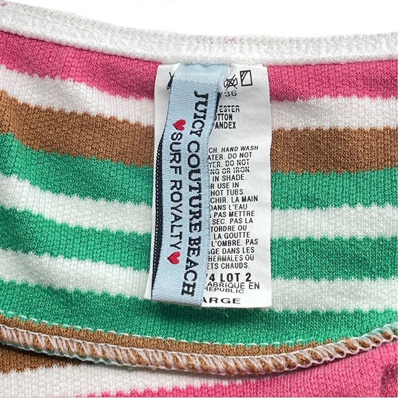 new OG Juicy ❤︎ 3PC Terry Swim Set ❤︎ Tank Bikini + Skirt ❤︎ Pink Green Stripe - Picture 12 of 16